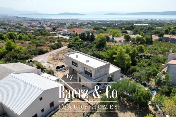 photo 20 Kaštel Novi, modern villa under construction with pool and sea view.